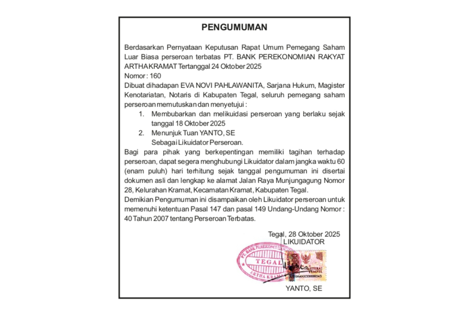 Iklan pengumuman
