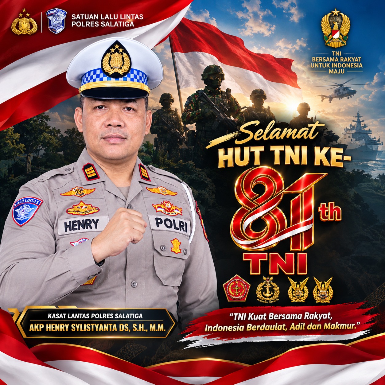 HUT tni - kasat lantas polres salatiga
