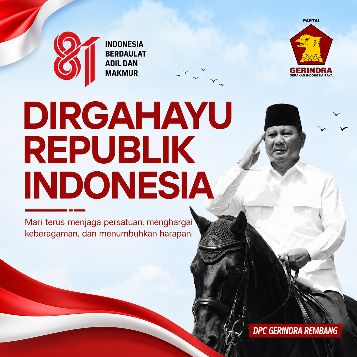 HUT RI - Gerindra DPC Rembang