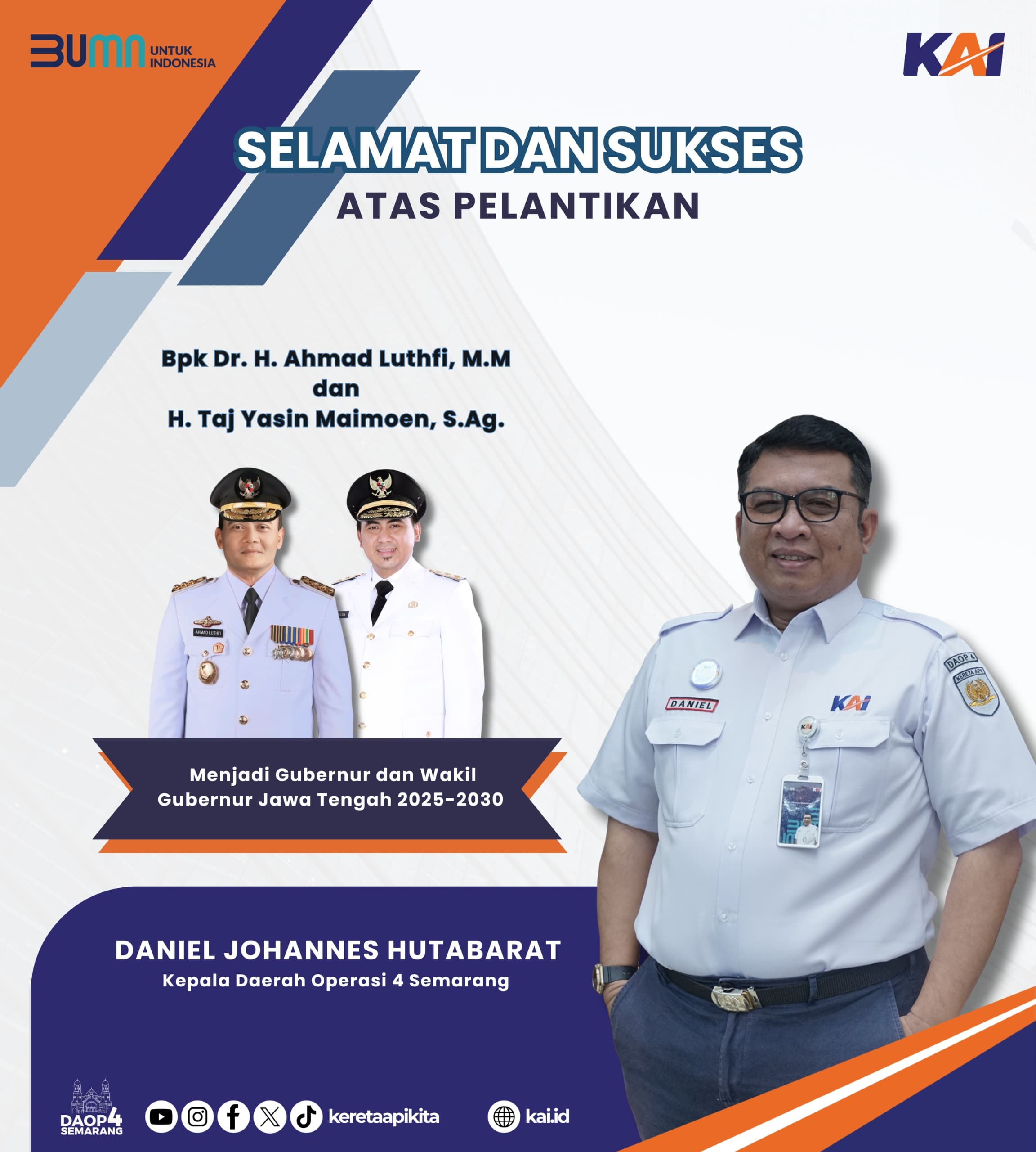 Pelantikan gubernur - kai daop 4 semarang