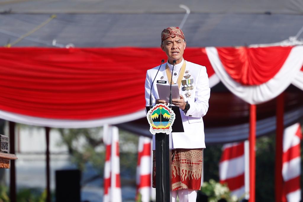 Ganjar Ucapkan Terima Kasih kepada Petani, Nelayan, Buruh hingga ASN saat Upacara 