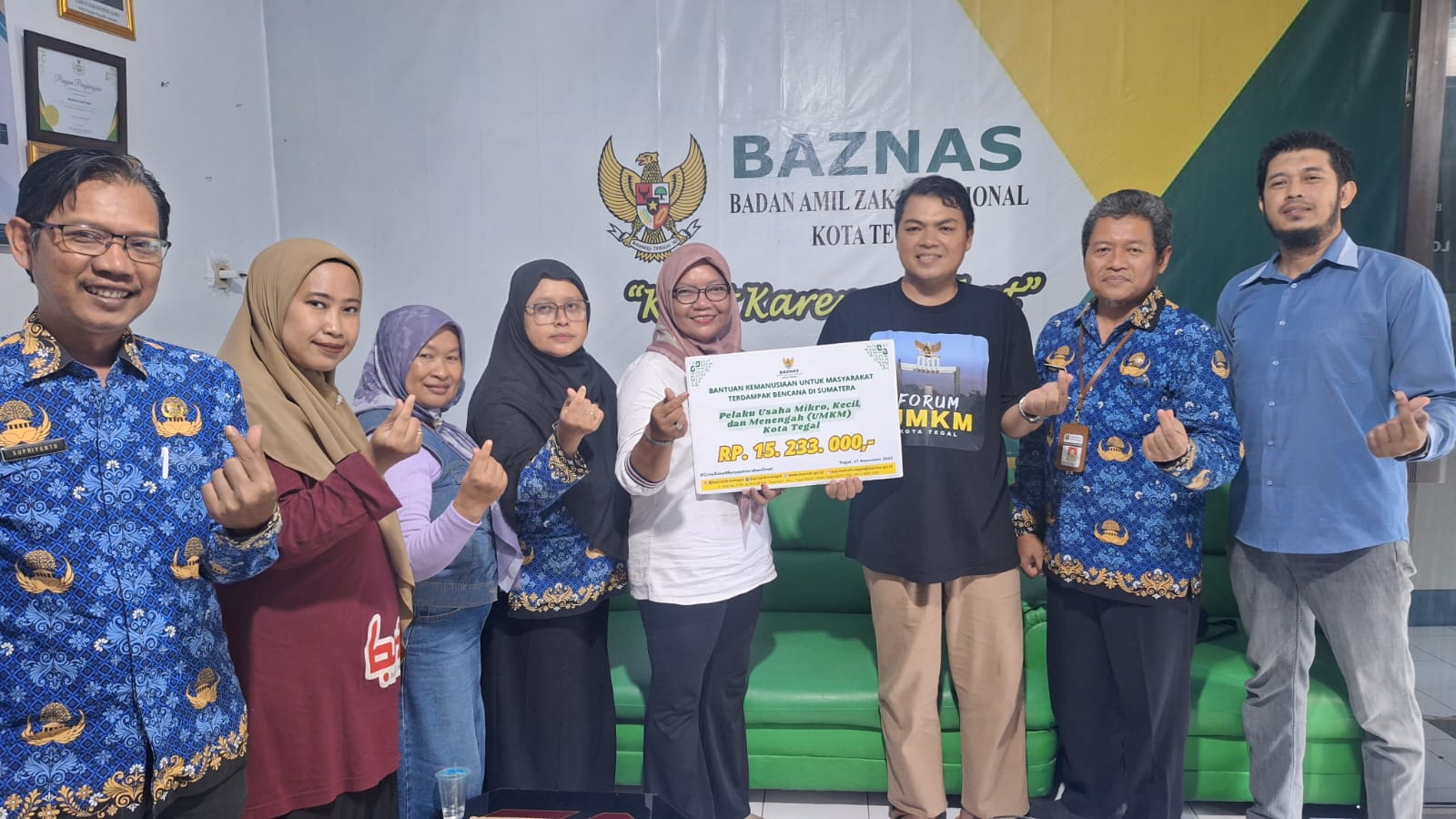 UMKM Kota Tegal Salurkan Bantuan untuk Aceh Sumatera Rp15.233.000 Melalui Baznas   