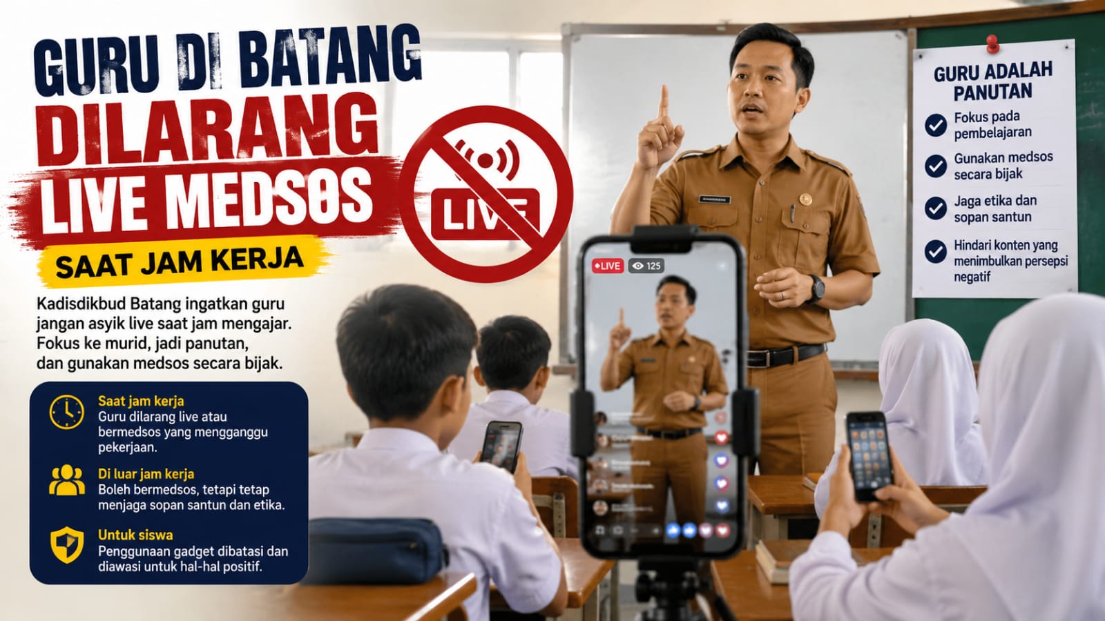 Guru di Batang Dilarang Live Medsos Saat Jam Kerja