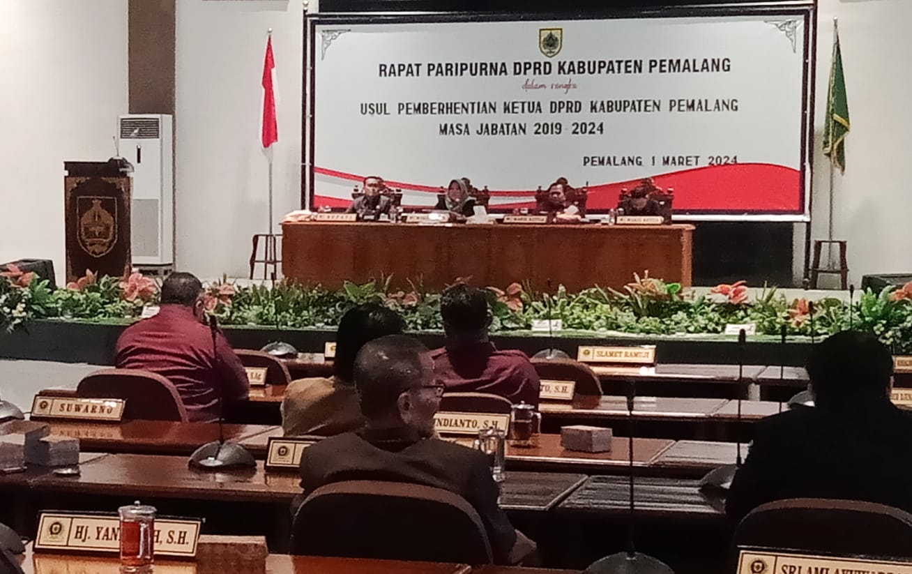 DPRD Kabupaten Pemalang Gelar Rapat Paripurna Usulan Pemberhentian Jabatan Ketua 