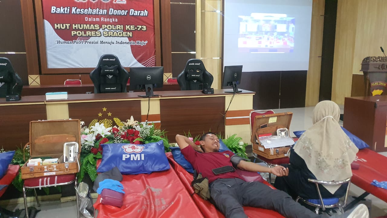 HUT Humas Polri, Polres Sragen Gelar Donor Darah untuk Masyarakat