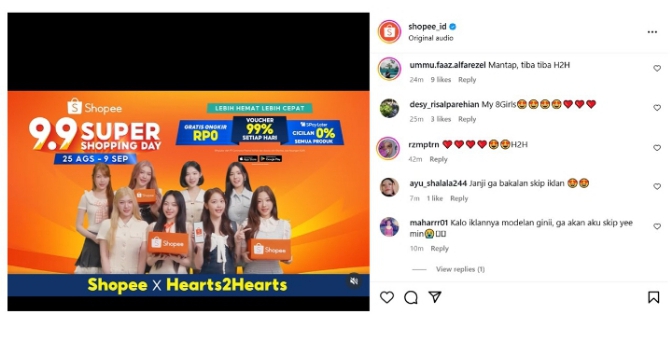 Visual Hearts2Hearts di Iklan Terbaru Shopee 9.9 Super Shopping Day On Point! ‎