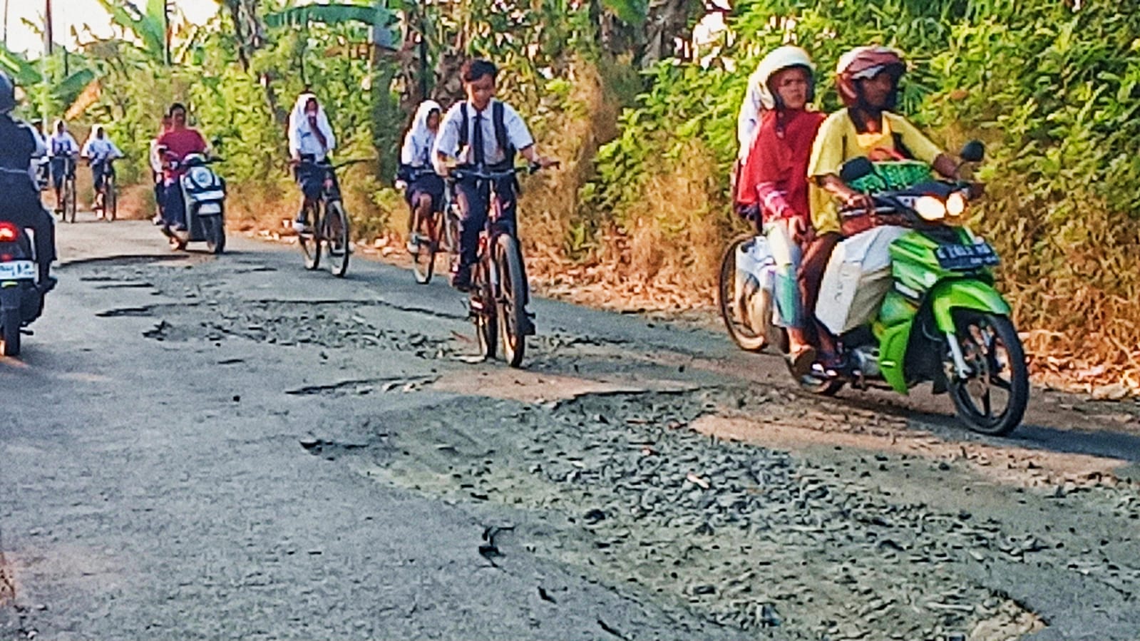 Jalan Kabupaten di Desa Wanamulya Kabupaten Pemalang Rusak Parah