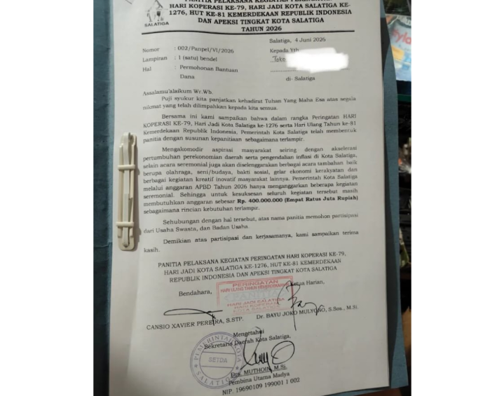 Sekda Tarik Proposal Permohonan Dana Rangkaian Hari Jadi Kota Salatiga ke-1276