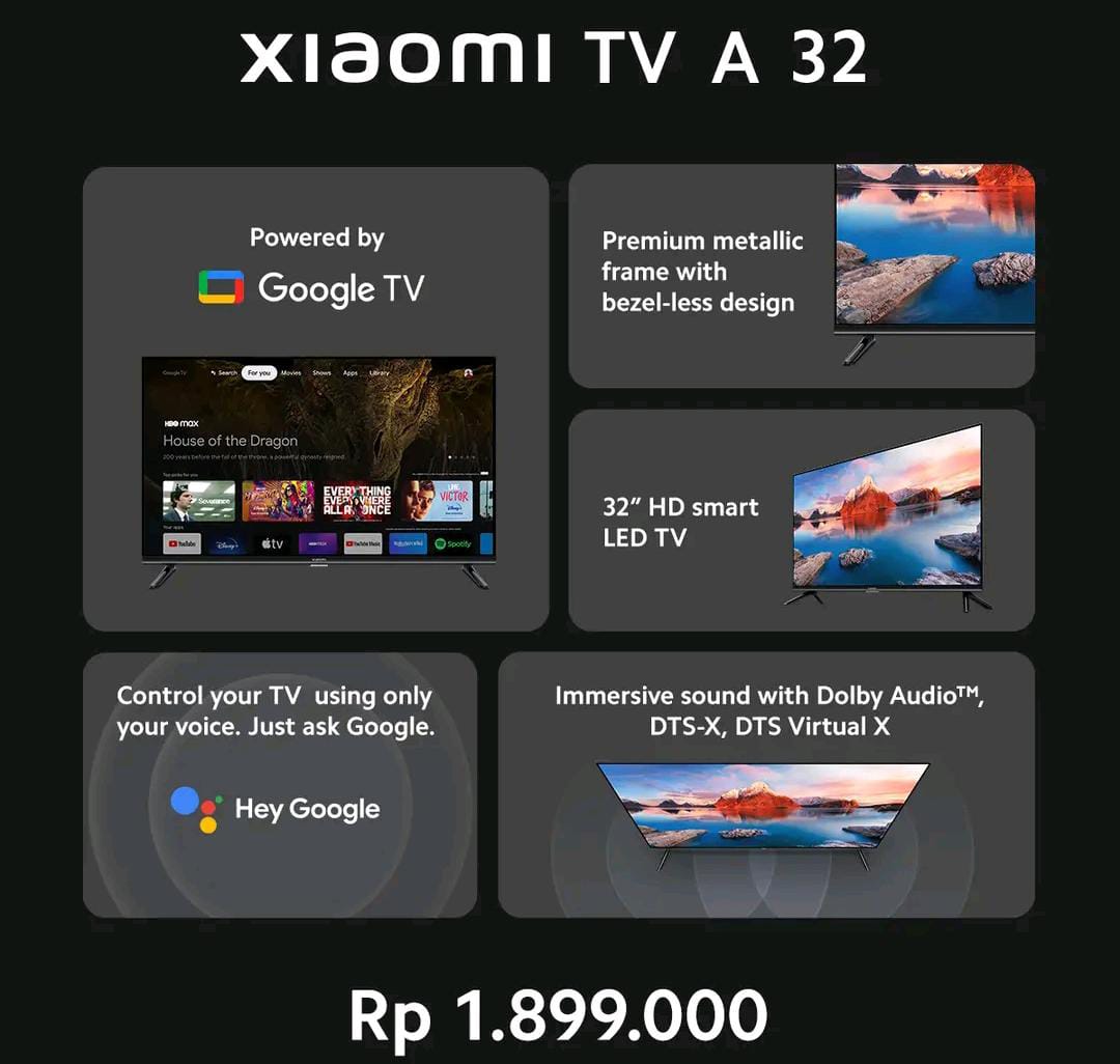 Xiaomi TV A32: Smart TV dengan Google TV dan DVB-T2 Hanya Rp 1.8 Jutaan