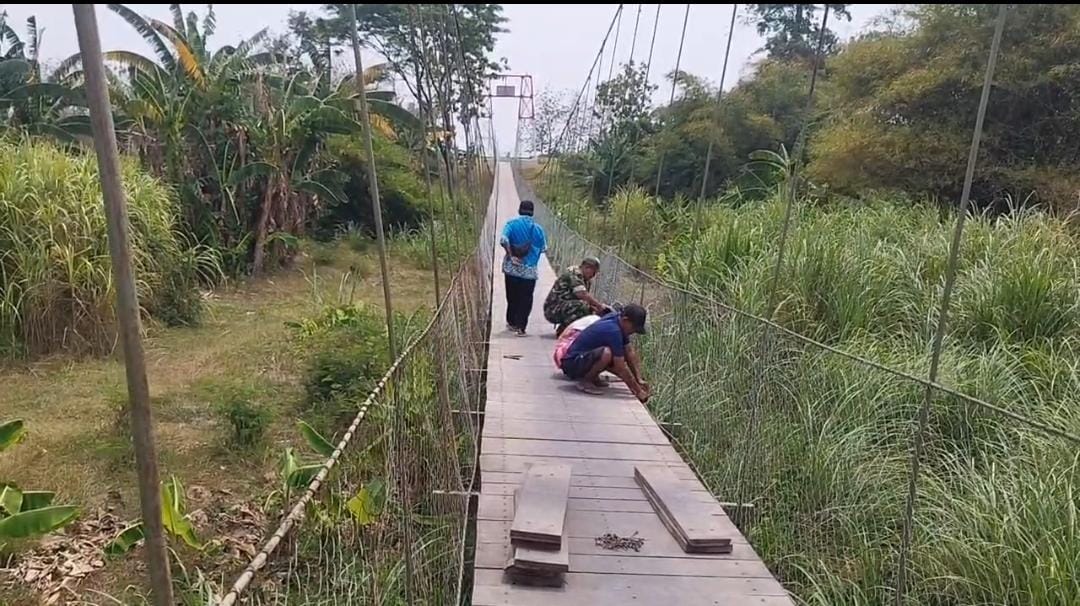 Sempat Rusak, Jembatan Gantung Garuda Gembongdadi Tegal Langsung Diperbaiki