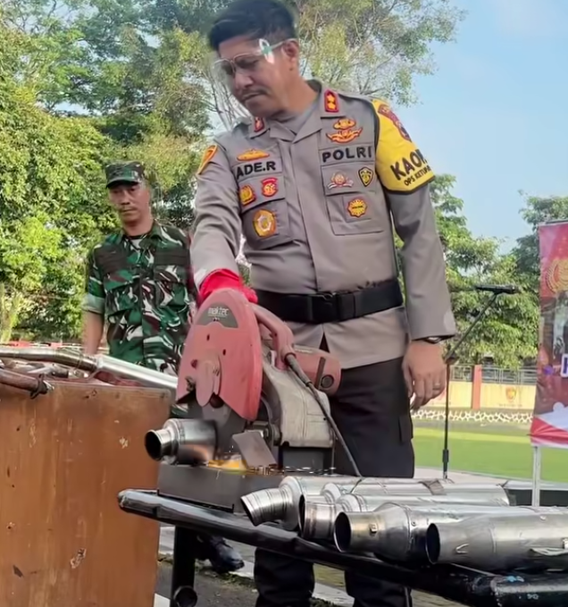 Hasil Operasi Pekat, Polres Salatiga Musnahkan 287 Knalpot Brong