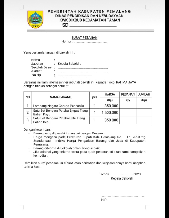 Sekolah Resah, Surat Pesanan Barang Paketan Beredar di Kecamatan Taman Kabupaten Pemalang 