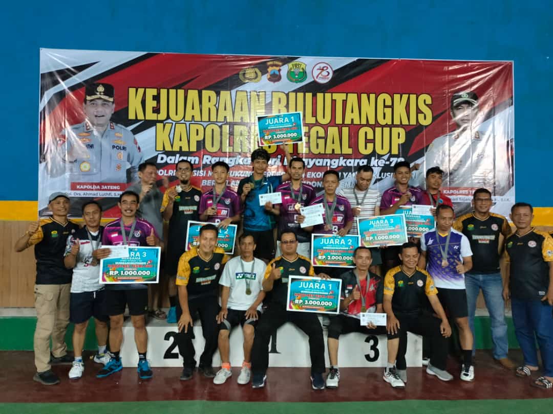 Kejuaraan Bulutangkis Kapolres Tegal Cup Warnai HUT Bhayangkara 