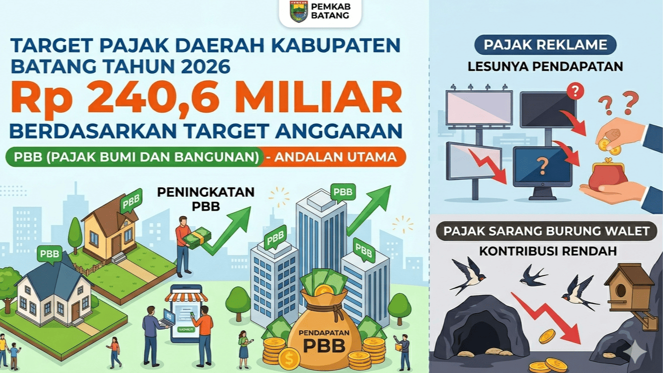 Target Pajak Batang Rp240,6 Miliar, PBB Jadi Andalan,  Reklame dan Walet Lesu