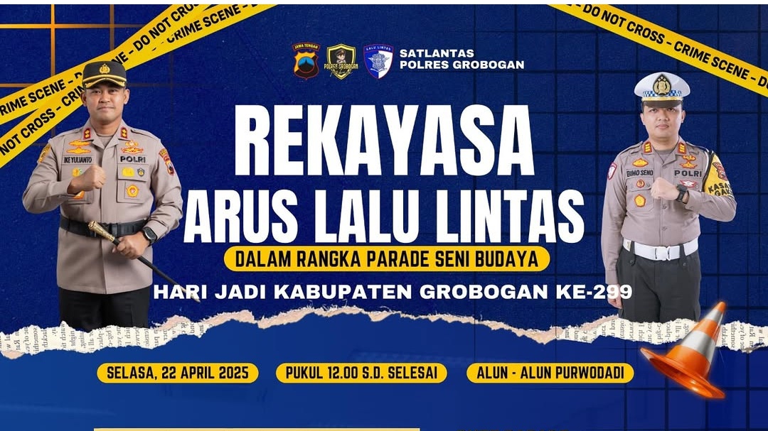 Ada Parade Budaya, Sat Lantas Polres Grobogan Lakukan Pengalihan Arus Lalu Lintas