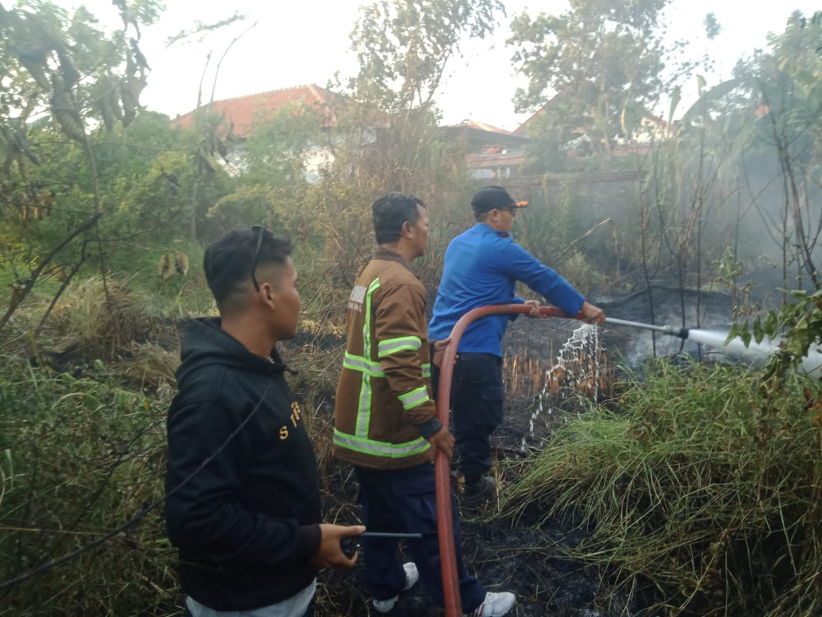 Lahan di Kampung Warteg Terbakar, Petugas Damkar Kabupaten Tegal Gercep ke Lokasi