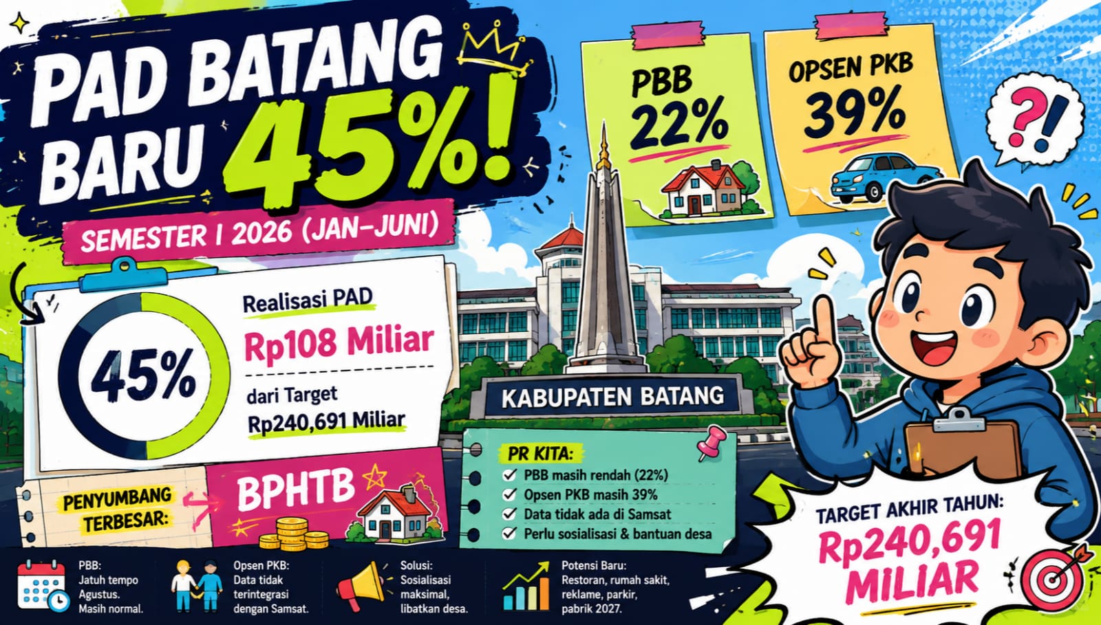 Dapat Rp108 miliar, PAD Batang Belum Gaspol! PBB dan Opsen PKB  Jadi PR