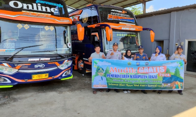 Dishub Kabupaten Tegal Lakukan Ramp Check Bus Mudik Gratis