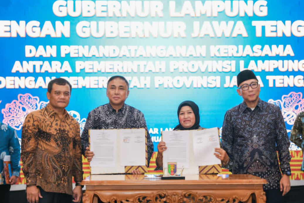 Pemprov Jateng–Lampung Teken 11 Kerja Sama Lintas Sektor, Nilai Transaksi Capai Rp 832,3 Miliar per Tahun