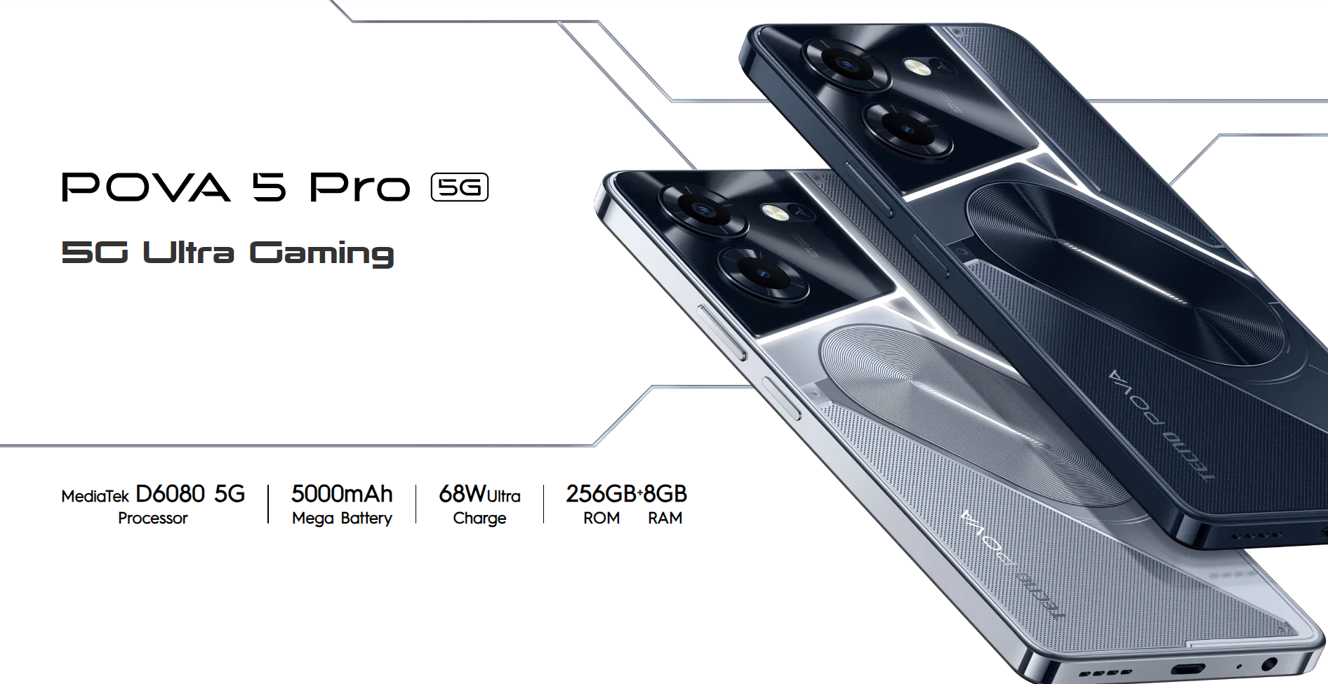 Tecno Pova 5 Pro 5G! Hp Gaming 2 Jutaan dengan Chipset Gahar, RAM Besar, dan Desain Stylish