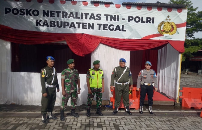 Dirikan Posko Netralitas TNI-Polri di Trasa Kabupaten Tegal 