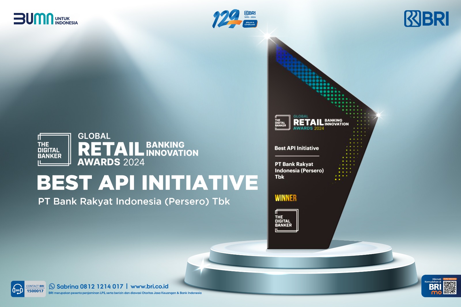 Berhasil Kembangkan BRIAPI, BRI Sabet Penghargaan Global Retail Banking Innovation Awards 2024