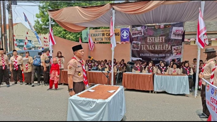 Sambut Hari Pramuka ke-65, Kwarran Tegal Timur Gelar Estafet Tunas Kelapa 2026