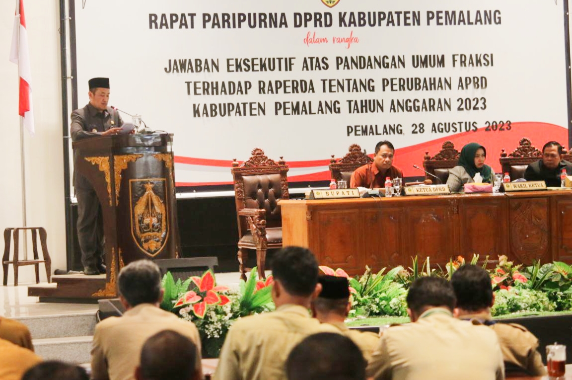 DPRD Kabupaten Pemalang Rapat Paripurna,  Jawaban Eksekutif Terhadap Raperda Perubahan APBD 2023