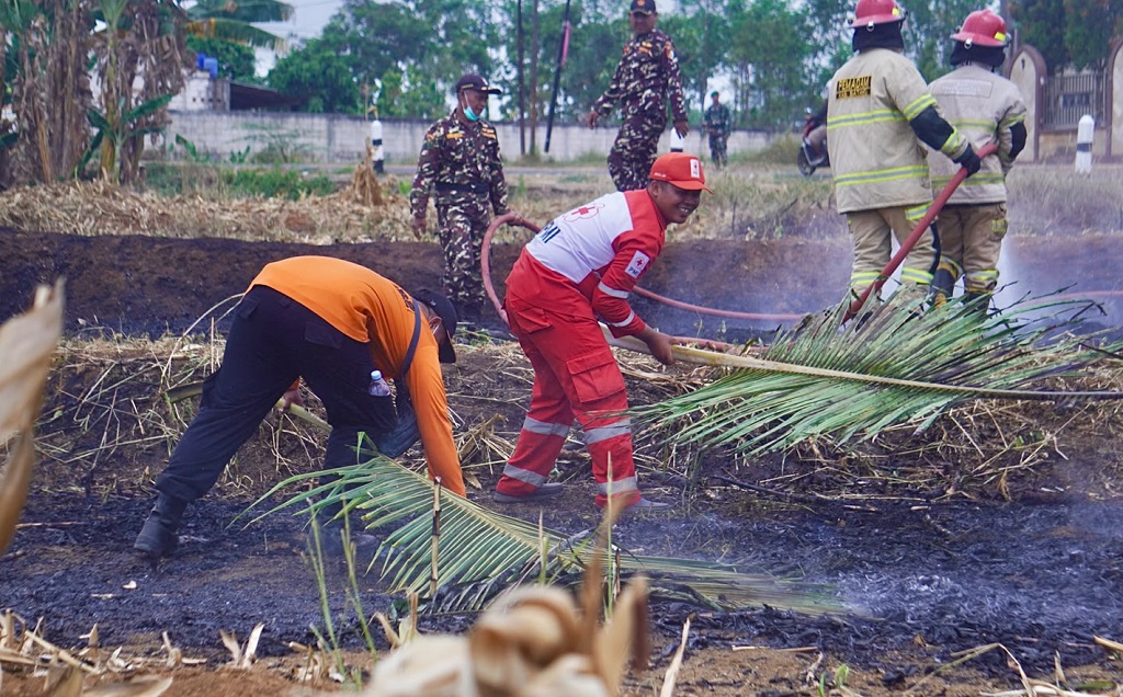 Bakar Lahan Bekas Jagung, PMI Batang Latih Relawan Padamkan Karhutla