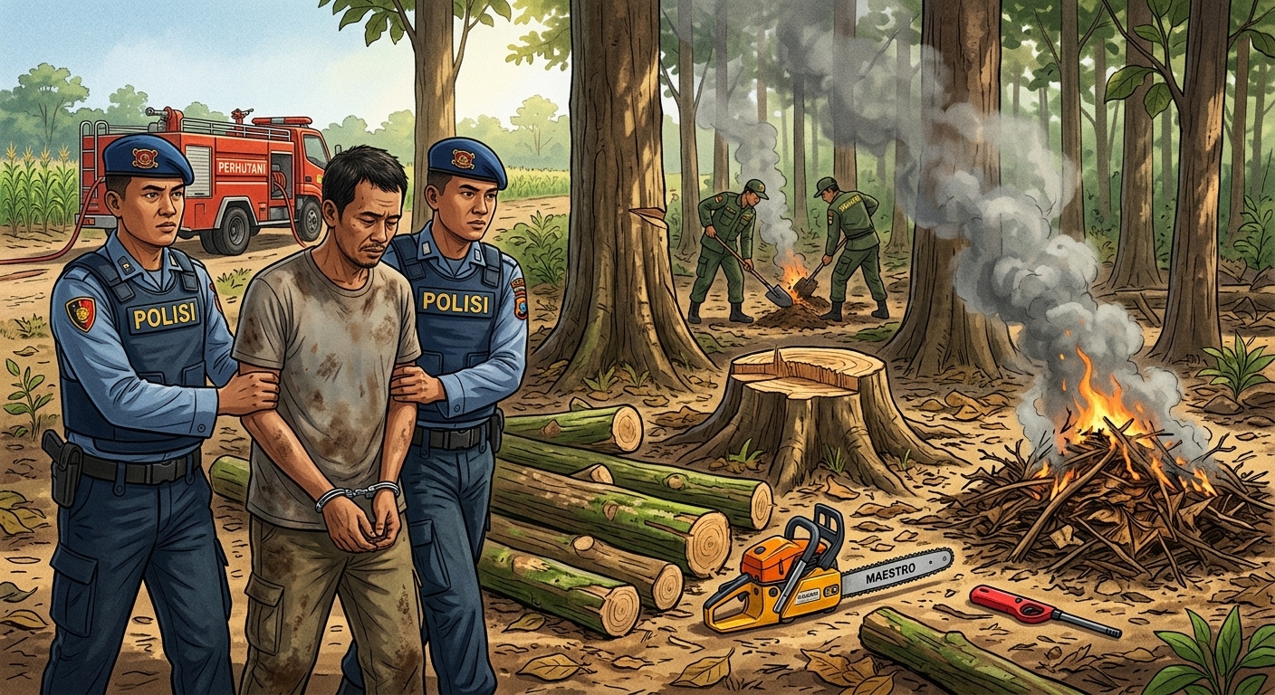 Bakar Hutan Ngawi untuk Perluas Lahan Jagung, Warga Blora Diamankan Polisi 
