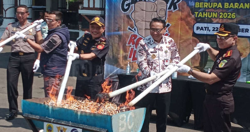 Jutaan Batang Rokok Ilegal Bernilai Rp 2 Miliar Dimusnahkan di Pati