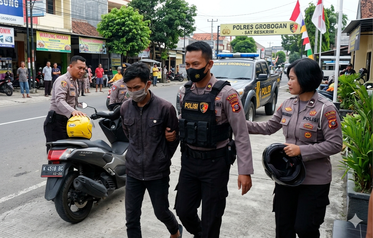 Terduga Pelaku Curanmor di Gubuk Grobogan Berhasil Dibekuk Polisi