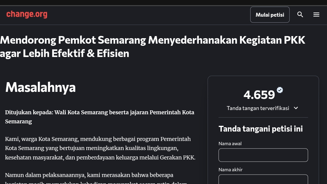 Petisi Tembus 4.659 Dukungan, Agustina Beri Tenggat Sepekan Benahi Sistem Kerja PKK Kota Semarang