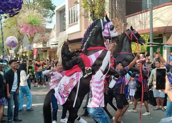 16 Kuda Jingkrak Warnai Jalanan di Purworejo Saat Kirab Santri Khotmil Quran