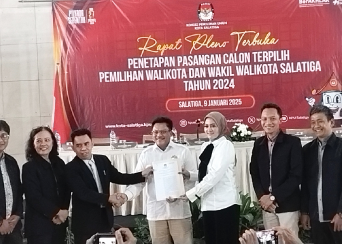 Sah, Robby Hernawan dan Agustin Ditetapkan KPU Wali Kota dan Wakil Wali Kota Salatiga 2025-2030