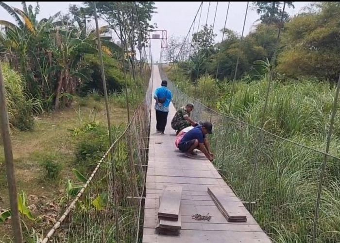 Sempat Rusak, Jembatan Gantung Garuda Gembongdadi Tegal Langsung Diperbaiki