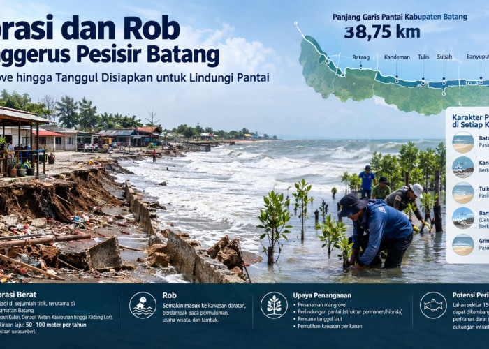 38,75 Km Garis Pantai Batang Terus Berubah, Abrasi dan Rob Mengintai