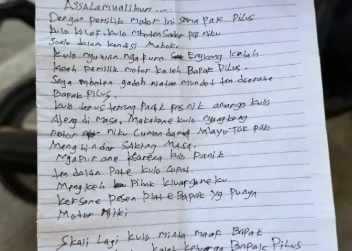 Motor Vario Putih Dicuri di Mangkang Wetan Semarang, Tiga Hari Kemudian Dikembalikan Disertai Surat Permintaan