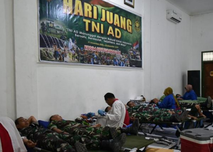 Peringati Hari Juang TNI AD, TNI Polri Kompak Ikuti Donor Darah di Kodim 0717/Grobogan