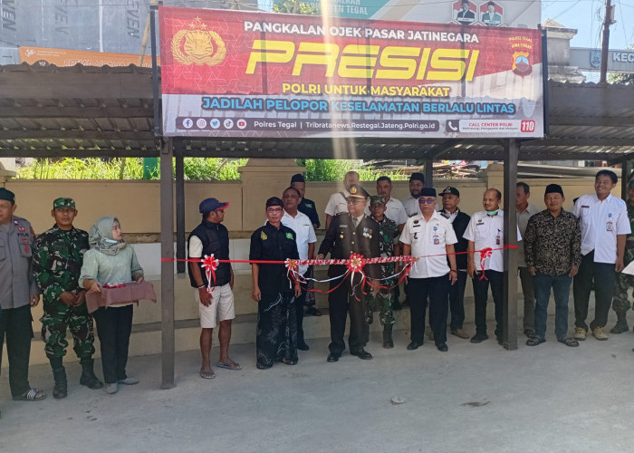Momentum Hari Bhayangkara, Polsek Jatinegara Tegal Resmikan Pangkalan Ojek Presisi  