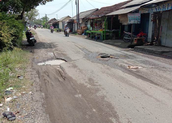 Jalan Kertasari Kabupaten Tegal Hancur, Banyak Pengendara Jatuh