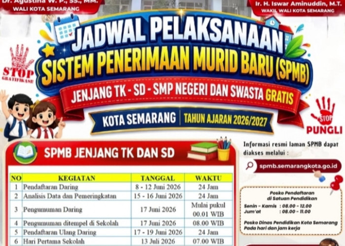 SPMB Kota Semarang 2026 Resmi Dibuka Daring, Catat Jadwal TK, SD, SMP dan Tahapan Lengkap Seleksinya