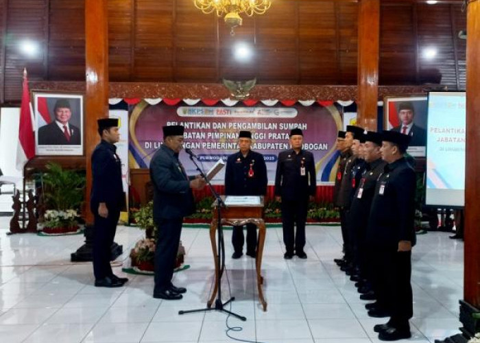 Bupati Grobogan Lantik Lima Pimpinan Tinggi Pratama, Ini Daftarnya