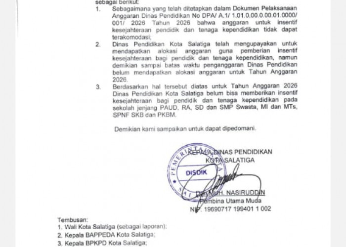 1.413 Guru di Salatiga Tidak Lagi Menerima Insentif Bulanan, Kadis Pendidikan : Tidak Ketersediaan Anggaran 