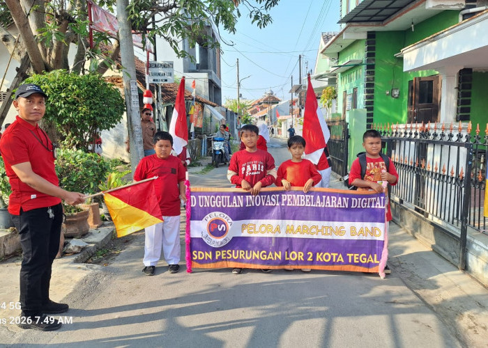 Unik dan Semarak, Jalan Sehat SDN Pesurungan Lor 2 Tegal Berhadiah Laptop