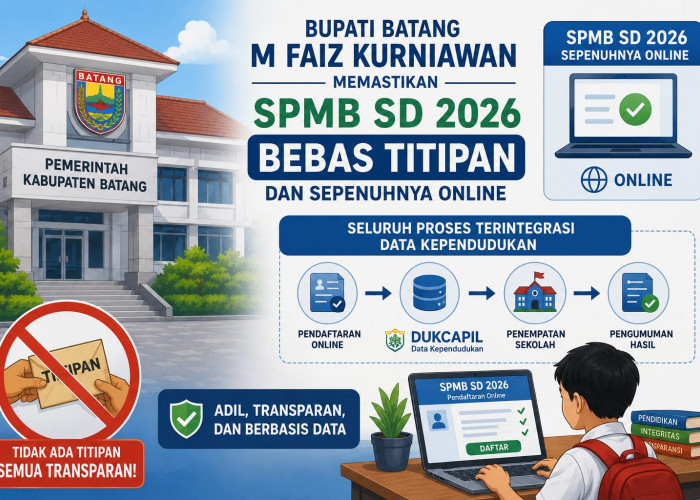 Bupati Batang Pasang Badan, SPMB SD 2026 Tanpa Titipan dan Wajib Online