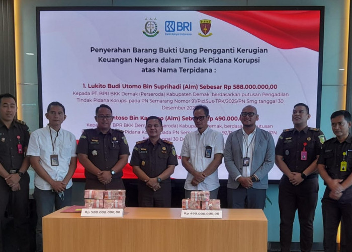 Kejari Demak Serahkan Rp1.078 Miliar Uang Pengganti Kasus Korupsi Kredit BPR BKK Demak