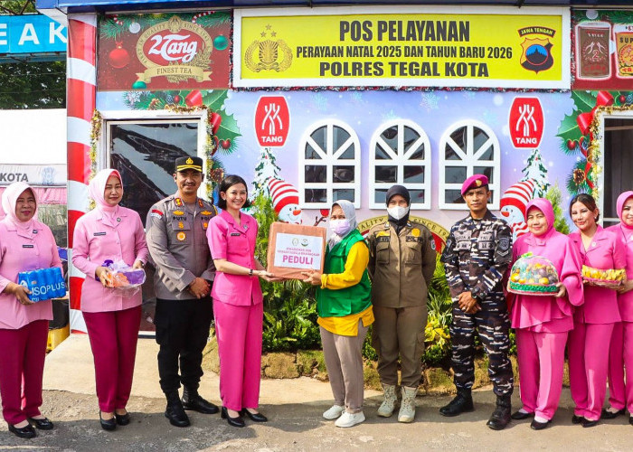 Berikan Dukungan Moril, Ketua Bhayangkari Cabang Tegal Kota Kunjungi Sejumlah Pos Pengamanan Nataru