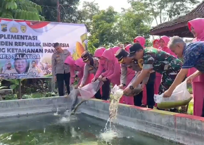 Tebar Bibit Lele Hingga Tanam Ribuan Pohon, Polres Salatiga Dukung Program Ketahanan Pangan Presiden Prabowo