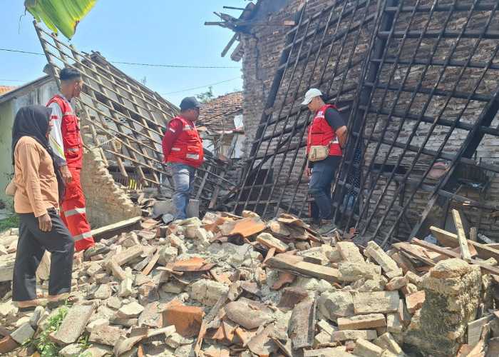PMI Kota Tegal Tinjau Rumah Roboh di Kelurahan Cabawan, Tidak Ada Korban Jiwa